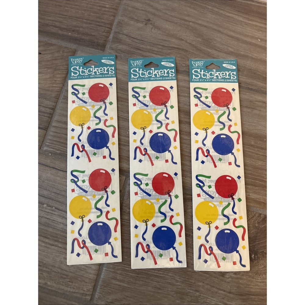 Lot of 3 Vintage Frances Meyer Birthday Balloon Stickers New Made in USA